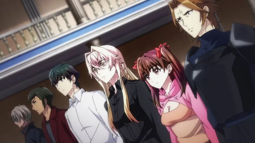 Desir Herrman e colegas da academia de magia em cena do anime A Returner's Magic Should Be Special