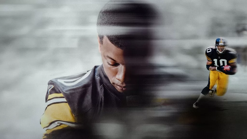 Kordell Stewart de cabeça baixa, em imagem de divulgação do documentário Kordell Stewart / Slash & Burn