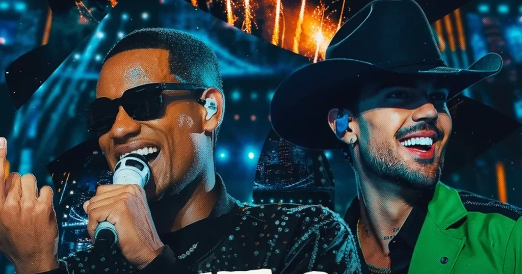 Os cantores Netto Brito e Luan Pereira posam juntos em foto de divulgação da música Mega Hair
