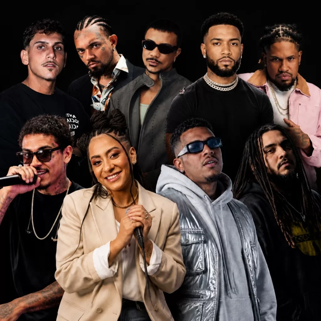 Artistas do show Poesia Acústica – Encontro de 10 anos reunidos em arte de divulgação do Festival Zepelim