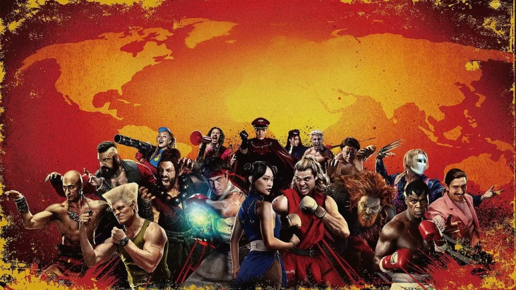 Elenco do filme Street Fighter (2026) reunido em imagem de divulgação, com Ryu, Ken, Chun-Li e outros lutadores